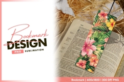 Watercolor tropical floral pattern with hibiscus bookmark Product Image 1