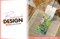 Floral bookmark artwork on open book bookmark png design Product Image 1