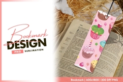 Cupcake bookmark design on open book bookmark design Product Image 1