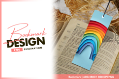 Vibrant rainbow paper art on light blue bookmark Product Image 1