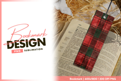 Red and green tartan plaid bookmark png Product Image 1