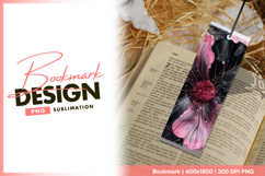Abstract pink black floral with sparkle bookmark png Product Image 1