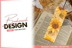 Yellow Sunflowers and Leaves on a bookmark png design Product Image 1