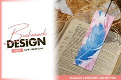 Blue and Pink Feather Illustration on White bookmark png Product Image 1