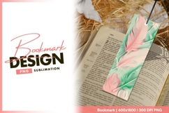 Pink and White Feathers on a Green bookmark png design Product Image 1