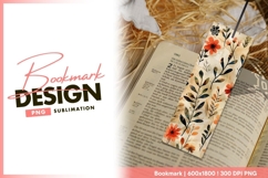 Watercolor floral pattern with orange bookmark png design Product Image 1