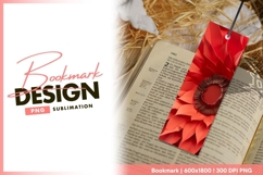 Close-up of Red Paper Flower with Brown bookmark png design Product Image 1