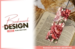 Watercolor Peony Flowers with Red and Pink bookmark png Product Image 1