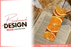 Close up of sliced oranges with bright orange bookmark png Product Image 1