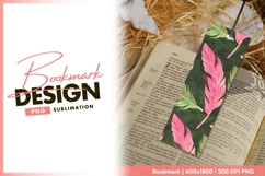 Pink and Green Watercolor Feathers on bookmark png design Product Image 1