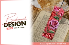 Embroidered Roses on Red Fabric with Green bookmark png Product Image 1