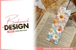 Pastel Daisy Floral Pattern with White Blue bookmark png Product Image 1