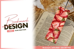 Watercolor Illustration of Sliced Strawberries bookmark png Product Image 1