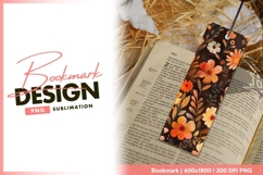 Watercolor floral pattern with orange and bookmark png Product Image 1