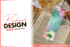 Watercolor floral background bookmark png image Product Image 1