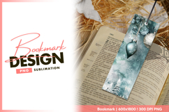 Christmas baubles teal watercolor background bookmark png Product Image 1