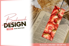Close-up of sliced strawberries with green bookmark png Product Image 1