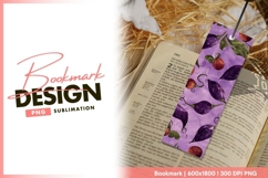 Watercolor Eggplant and Tomato Pattern bookmark png design Product Image 1
