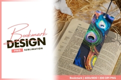 Colorful Peacock Feather Details on bookmark png design Product Image 1