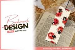 Red Ladybugs with Black Spots on Cream bookmark png design Product Image 1