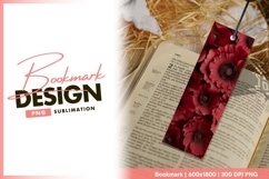 Close up of red poppy flowers with dark bookmark png design Product Image 1