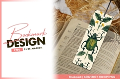 Green Beetle Illustration with Yellow bookmark png design Product Image 1