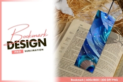 Close up of blue and teal peacock feathers bookmark png Product Image 1