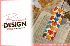 Grunge Hearts Pattern in Red Blue Orange bookmark png design Product Image 1