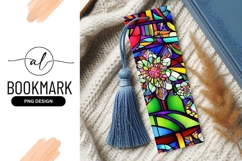 Colorful Stained Glass Flowers Bookmark Png Product Image 1