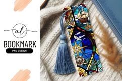 Nautical Stained Glass Ship And Compass Bookmark Png Product Image 1