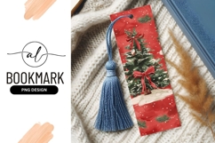 Christmas Tree Illustration with Red Bows Snow and Red Product Image 1