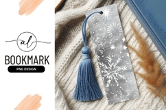 White Snowflake and Dot Pattern on Silver Background Product Image 1