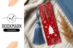 Red Christmas Bookmark P N G with Tree and Snowflakes Product Image 1