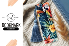 Watercolor Parrot and Tropical Flowers on Dark Blue Product Image 1