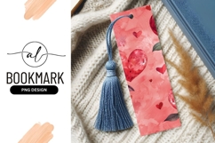 Watercolor Hearts and Leaves on Pink Background Bookmark Product Image 1