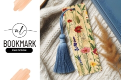 Floral Bookmark P N G with Red Pink Yellow and Blue Flowers Product Image 1