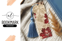 Red Floral Pattern on Beige Background with Decorative Leave Product Image 1