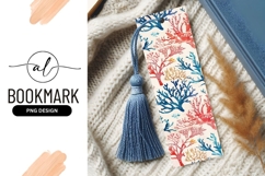 Watercolor coral reef pattern in blue red and gold on cream Product Image 1