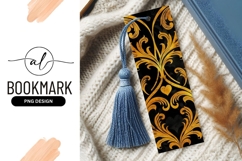 Gold Baroque Ornament with Heart on Black Background Product Image 1