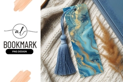 Elegant blue and gold marble bookmark png design Product Image 1