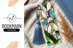 Stained Glass White Flowers Bookmark Png Design Product Image 1