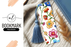 Embroidered Floral Pattern Colorful Botanical Bookmark Png Product Image 1