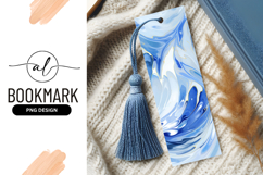 Abstract Blue and White Swirls with Gold Outlines Vertical Product Image 1