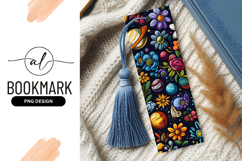 Colorful Floral and Planetary Illustration Bookmark Png Product Image 1