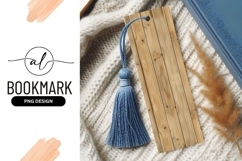 Wooden Bookmark Png With Blue Tassel Still Life Product Image 1