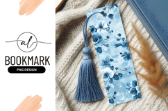 Blue and White Floral Pattern Bookmark Png Product Image 1