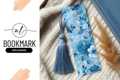Watercolor Blue Floral Bookmark Design with Flowers Product Image 1