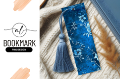 Blue floral pattern Bookmark Png with white flower Product Image 1