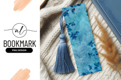 Blue floral vine illustration on textured turquoise Product Image 1