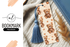 Teddy Bears and Hearts Pattern on Beige Background Product Image 1